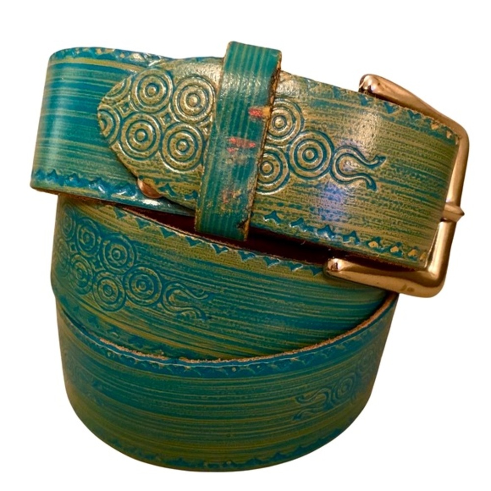 Dorothy Perkins Teal and Gold Embossed Belt